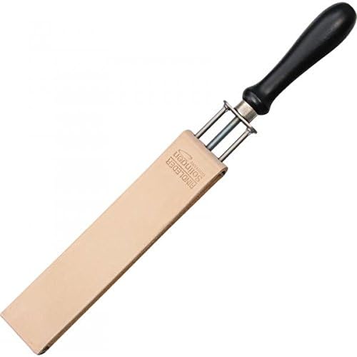 Herold Solingen adjustable leather razor strop front view for straight razor maintenance.