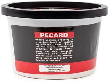 Back label of Pecard Antique Dressing showing beeswax based ingredients