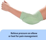 Cushioned foam interior of Medline medical foot care heel protector for friction protection.