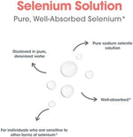 Safe storage packaging display of allergy safe liquid sodium selenite solution for sensitive individuals.