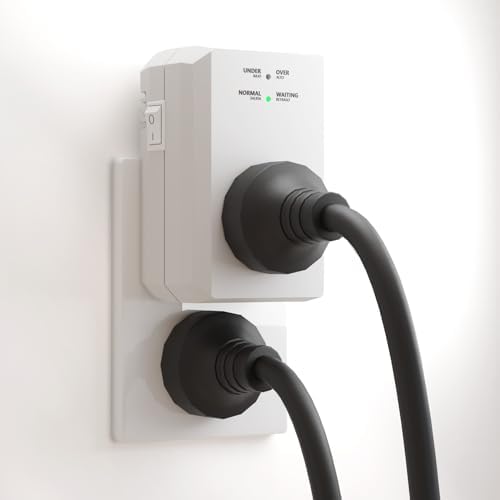 Close up of BSEED surge protector showing clear status LED lights