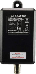 Reliable Cable Products television signal amplifier showing powder coated weatherproof aluminum housing design