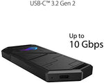 Premium aluminum alloy SSD enclosure highlighting the aggressive cooling design and internal structural layout for M.2 PCIe drives.