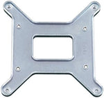 Complete Gennel LGA 1700 installation kit displaying the aluminum backplane along with four mounting screws and a screwdriver