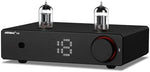 AIYIMA T20 mini vacuum tube preamplifier top view showcasing the dual ECC83 electronic tubes installed.