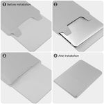 Side angle of the HoYiXi laptop holder illustrating the slim travel profile and hidden magnetic mechanism.