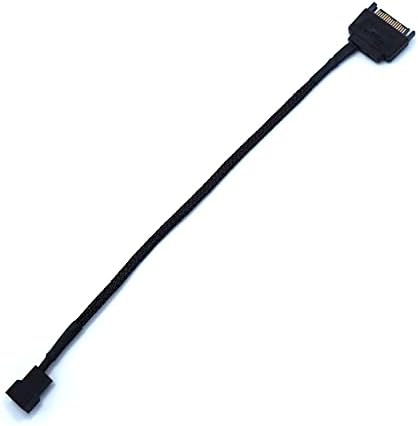 YiKaiEn 15-pin SATA to 12V PC case fan splitter extension cord highlighting the high-density black braided sleeve.
