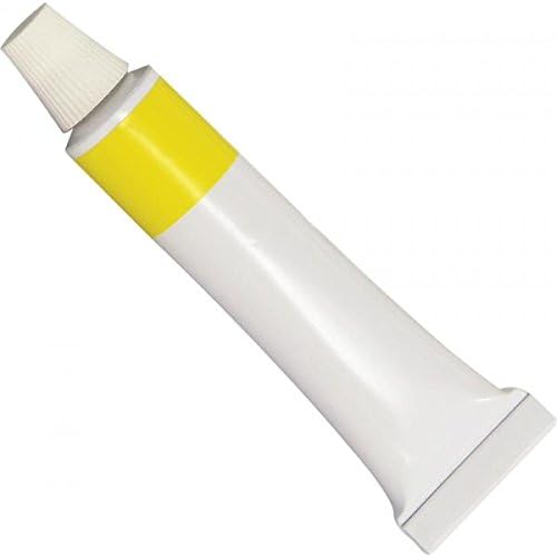 Herold Solingen HS601-BRK Tubenpaste for razor strops front view showing the white tube with a distinct yellow band for premium leather care.