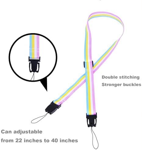 Zorbes rainbow neck strap attached to a compatible instant camera setup for hands-free carry.