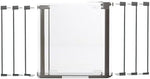 Qdos Crystal and Spectrum compatible safety gate extenders displayed in a minimalist home hallway setup