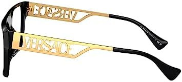 Detailed view of Versace VE 3326U black acetate optical frame