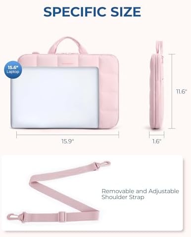 BAGSMART pink puffer style tablet and notebook sleeve back view