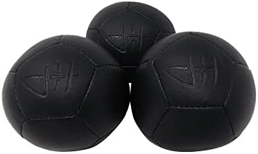 Embossed JH logo detailing on a single panel of the professional millet filled juggling ball.