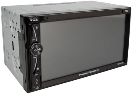 Rear view of the double-din media receiver highlighting input ports for backup camera and USB connections.