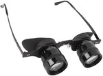 Side angle profile of PUSOKEI wearable fishing binoculars emphasizing the adjustable alloy frame design