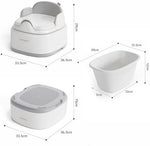 Toddler using Bebamour potty as a stable step stool