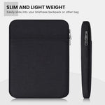 iKammo 11 inch tablet sleeve bag showcasing the smooth top loading zipper enclosure