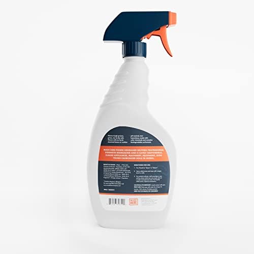 Biodegradable lemongrass scented degreaser for removing heavy grease and oil stains.