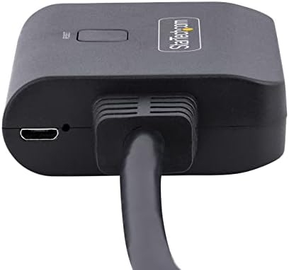 StarTech dual monitor mirror adapter side view demonstrating the slim profile suitable for neat cable management.