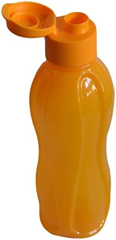 Tupperware 750ml yellow bottle showing ergonomic grip and flip cap design