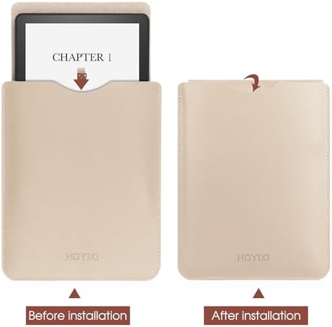 Close up of stitched edge on white leather e-reader sleeve