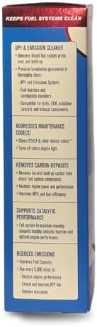 BlueDevil emissions cleaner container highlighting the carbon buster formula benefits for diesel vehicles
