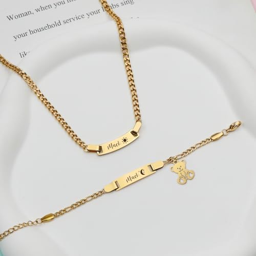 Malihome hypoallergenic gold-plated stainless steel custom necklace for toddlers close-up view
