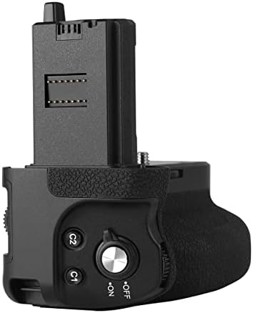 Meike vertical shooting hand grip side profile displaying the battery cartridge tray slot