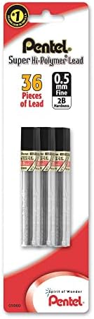 Pentel Super Hi-Polymer 2B Lead Refill - 0.5mm, Pack of 36 - Image 2