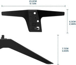 Rear perspective of secure tabletop monitor support legs showing a minimalist finish suitable for modern home entertainment centers.