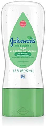 Close up of Johnson's Baby Gel Oil branding and ingredients