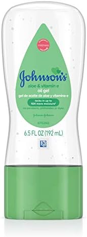 Close up of Johnson's Baby Gel Oil branding and ingredients