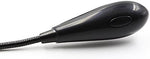 Hanerdun matte black reading lamp plugged into a laptop port for nighttime workstation illumination.