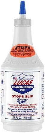 Lucas Oil Transmission Fix 24 Ounce non solvent additive bottle angled shot