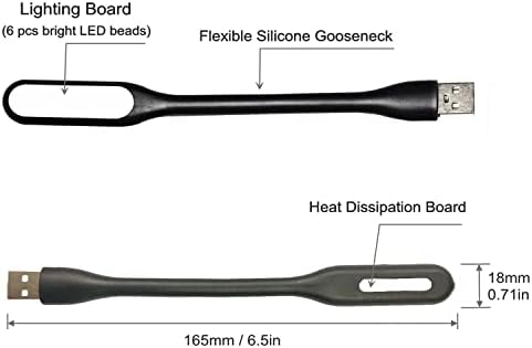Bendable silicone gooseneck body of portable USB lamp twisted to direct light angle