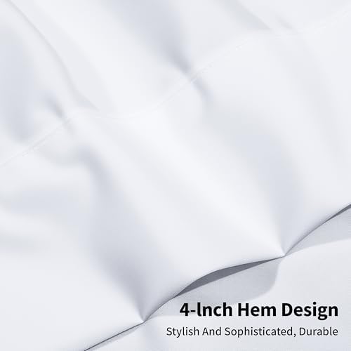 HBHLFZ white top sheet folded neatly highlighting its wrinkle free and smooth hotel quality fabric.