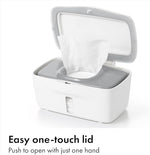 OXO Tot wipes dispenser showing the weighted plate mechanism