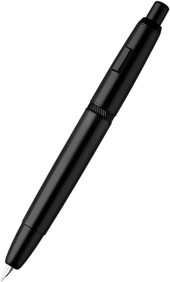 erofa Majohn A1 Press Fountain Pen with Box, Retractable Extra Fine Nib Metal Matte Black Ink Pen with Converter for Writing (No Clip Version) - Image 2