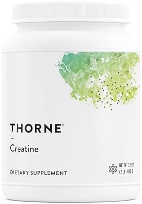 Thorne unflavored creatine supplement nutritional facts panel showing five grams per serving