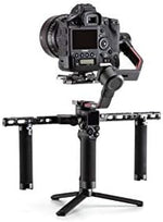 DJI camera rig accessory ports highlighting the cold shoe and threaded mounting holes