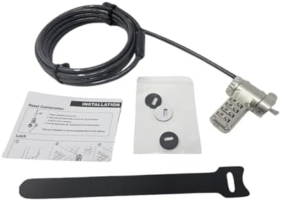 Sendt black security cable wrapped around a secure desk anchor for anti theft protection.