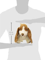 Folkmanis Basset Hound hand puppet showing the open movable mouth for storytelling