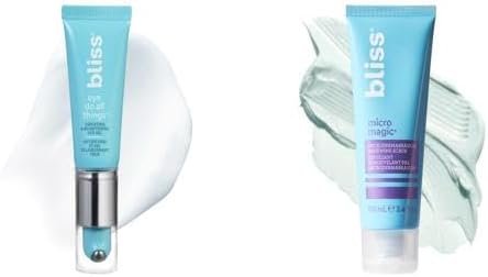 Bliss Eye Do All Things Eye Gel and Micro Magic Facial Exfoliator duo set packaging