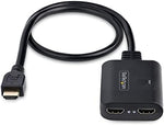 StarTech HDMI 2.0 splitter kit displaying the included USB power cable and wall adapter accessories.
