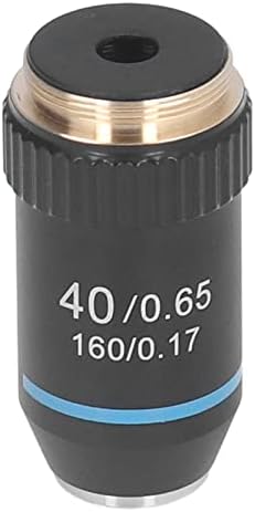 Fafeicy achromatic microscope objective lens highlighting the protective spring-loaded front tip component.