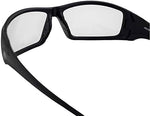 Alpha Omega AO2 photochromic sports riding glasses demonstrating full smoke tint under direct sunlight simulation