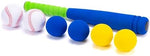 Toddler playing with CeleMoon soft foam baseball bat and ball set