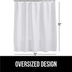 Machine washable premium bath curtain being folded for laundry care