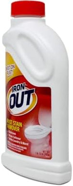 Concentrated rust stain remover powder for water softener maintenance.
