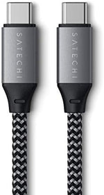 Satechi charging cable paired with a portable power bank for travel convenience.
